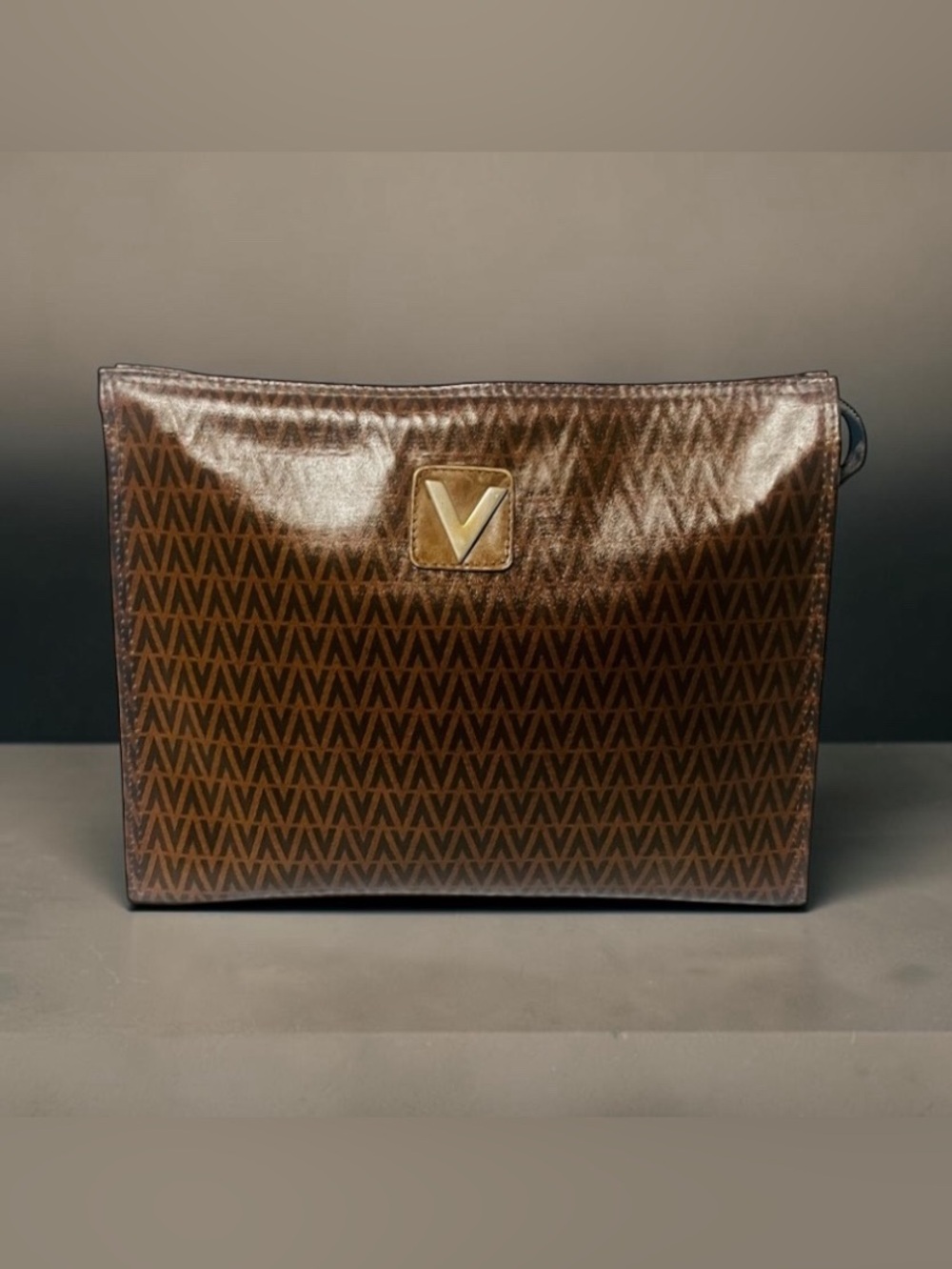 Mario Valentino Monogram Brown Clutch - Picture 5 of 14